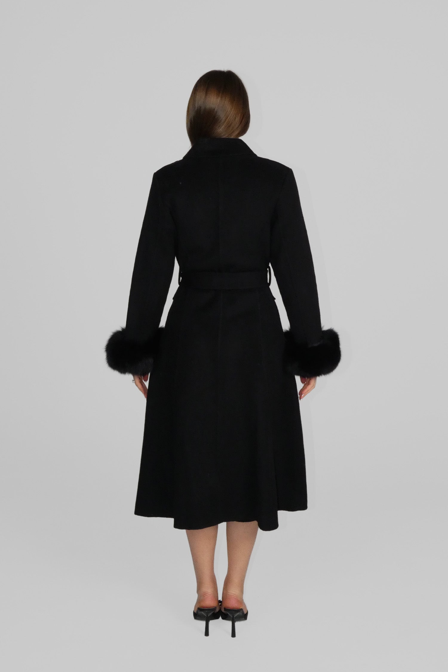 Back view of a long black coat