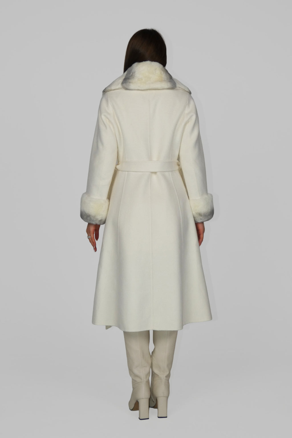 Back view of a long white coat